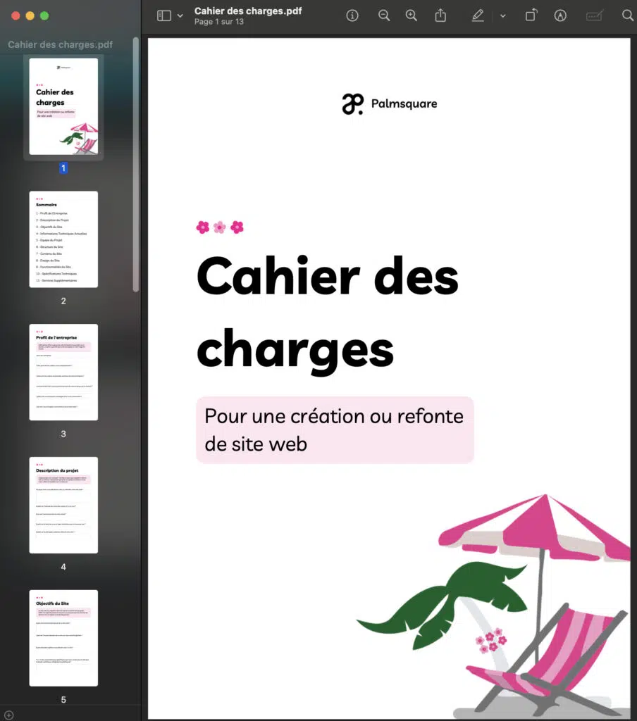 Exemples d'un cahier des charges pour la création d'un un site web