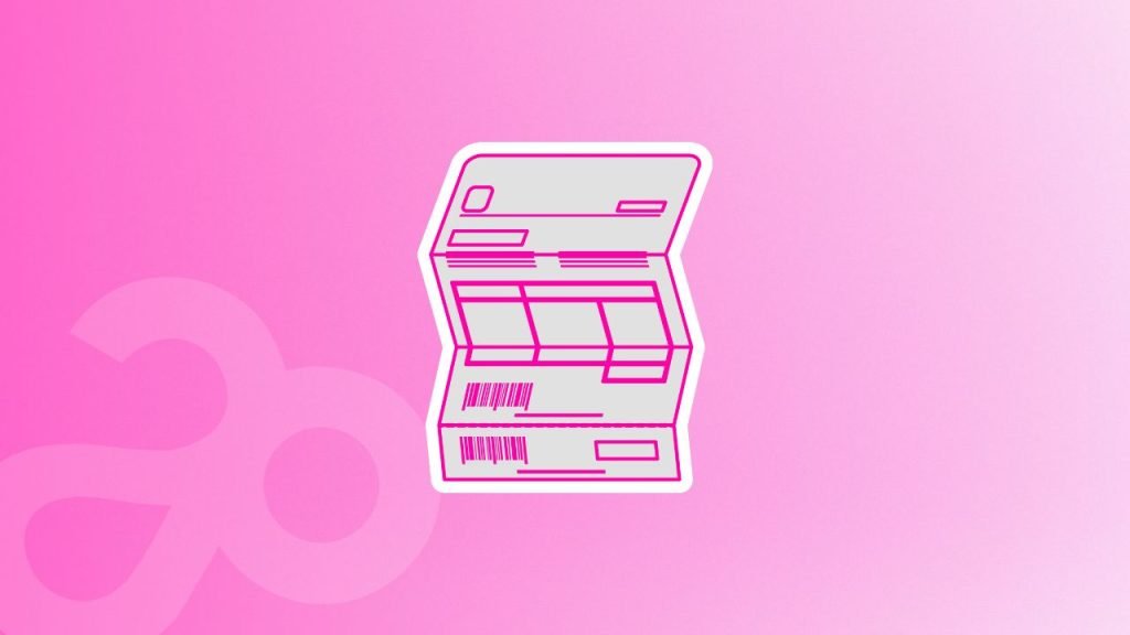 Illustration d'un document ou d'une facture sur un fond rose dégradé.
