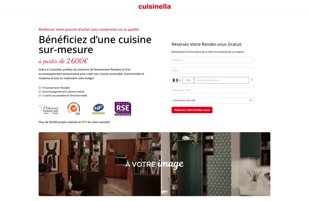 landing page créer avec WordPress