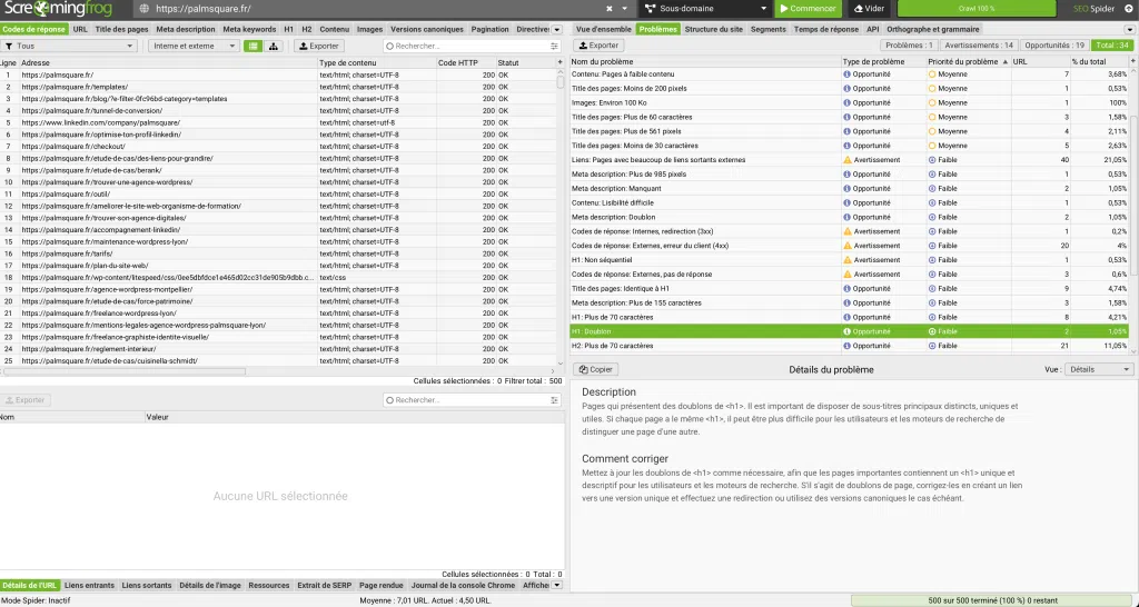 Screaming Frog : analyse technique d'un site web, erreurs et optimisations