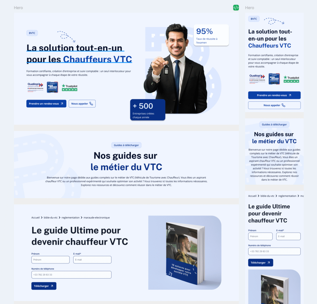Exemple de section d'un site web penssé sur pc comme sur mobile