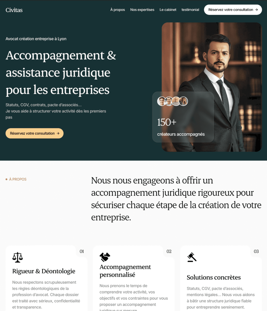 exemple site avocat framer