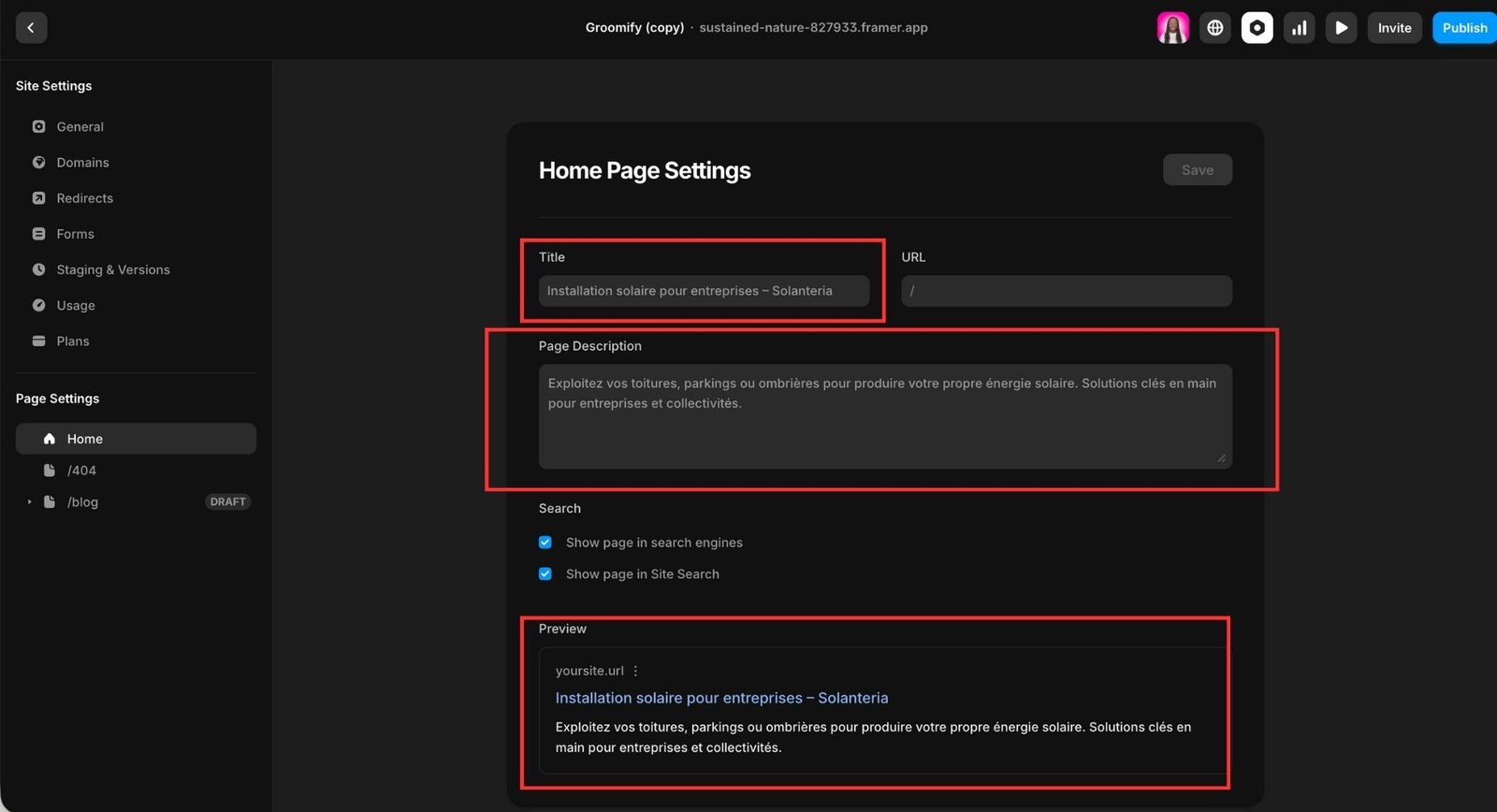 Ajouter et modifier Slugs sur framer