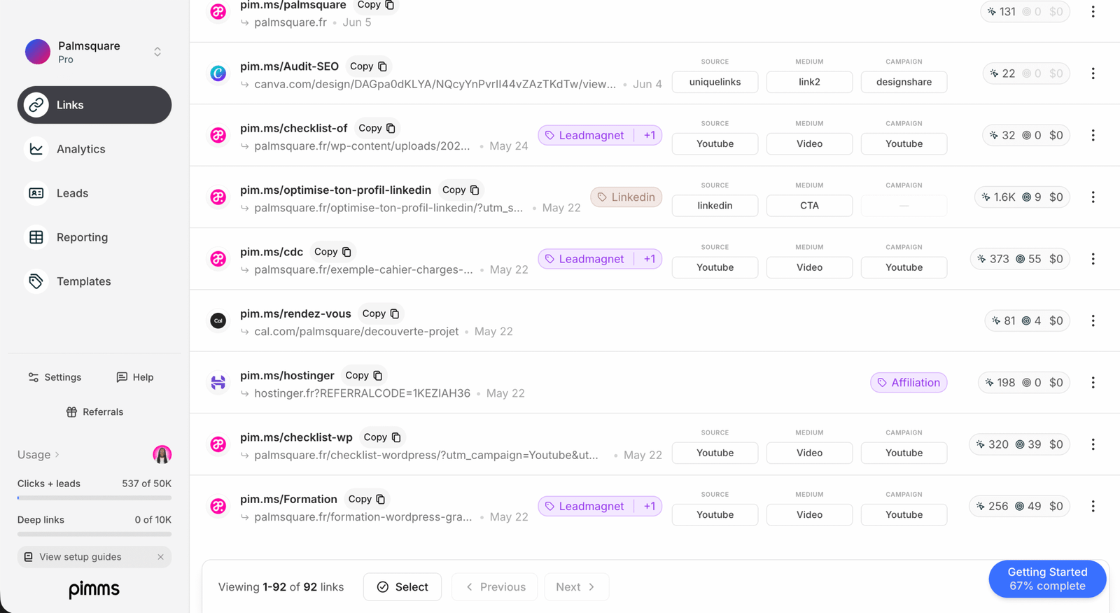 interface de pimms.io