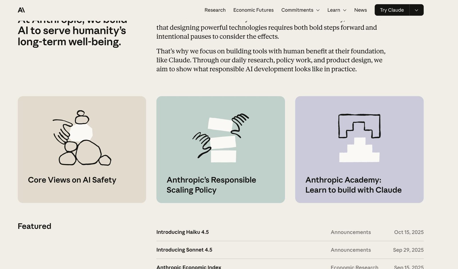 Illustration naïves sur le site web de anthropic