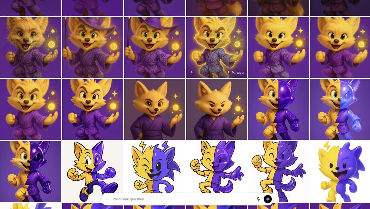 exemple de mascotte créer avec Dall-E différent test et loupé