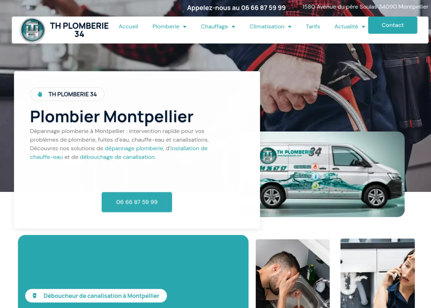 Exemple de site internet de plombier bien référencé à Montpellier